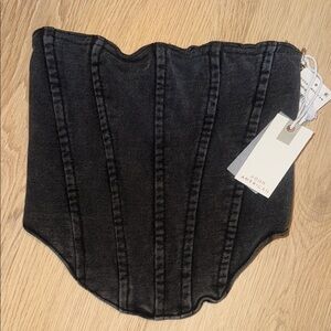 Good American Charcoal Denim Bustier
